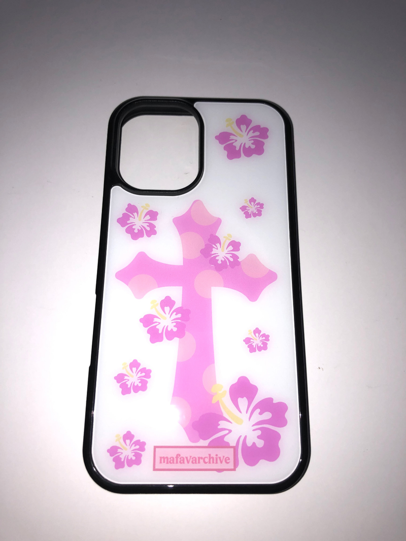 MAFAVARCHIVE(マイフェイブアーカイブ)の「gal cross pink glass case(Smartphone Accessories)」