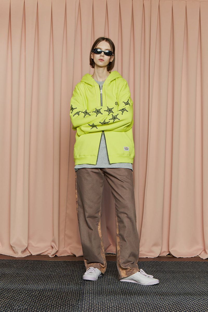 STAR ZIP-UP HOODIE / LIME YELLOW