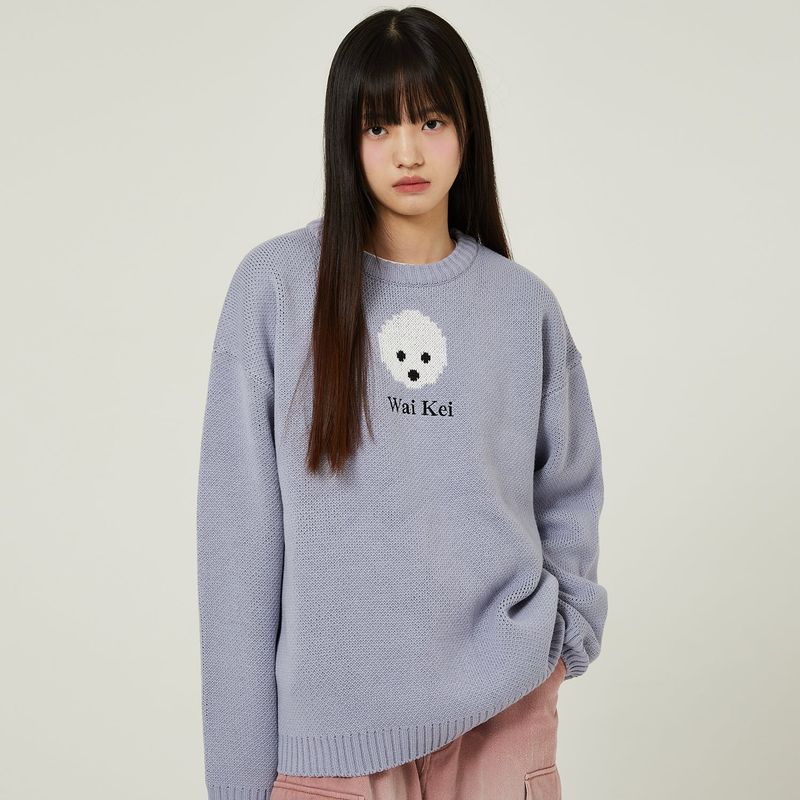 Maltese pixel graphic knit