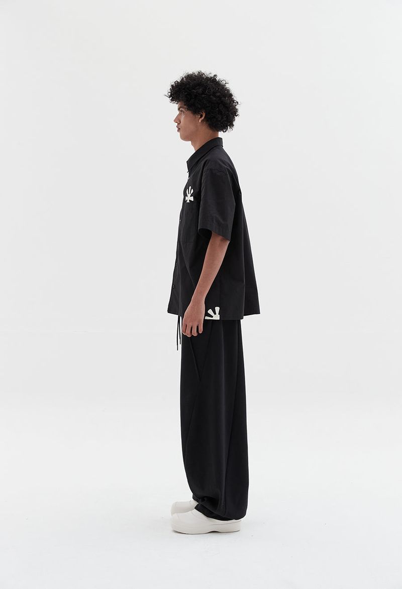 wavy sweat pants black