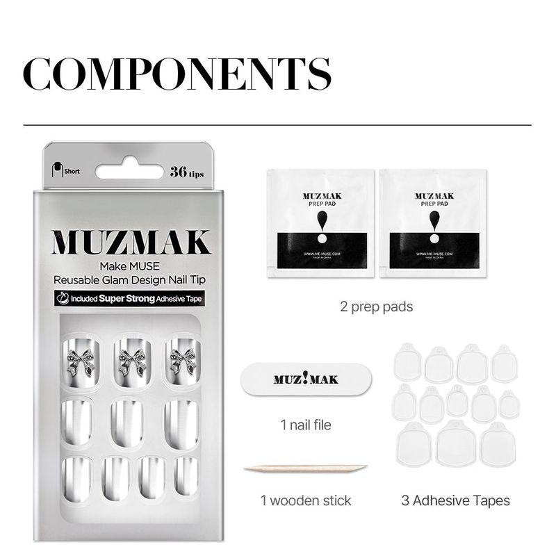 MUZMAK Reusable Glam Design Nail Tip Risky(Short)