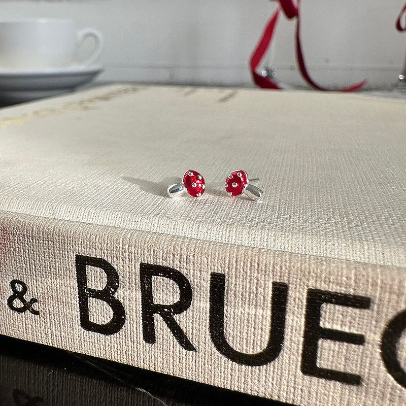 [925silver] Tiny mushroom earring