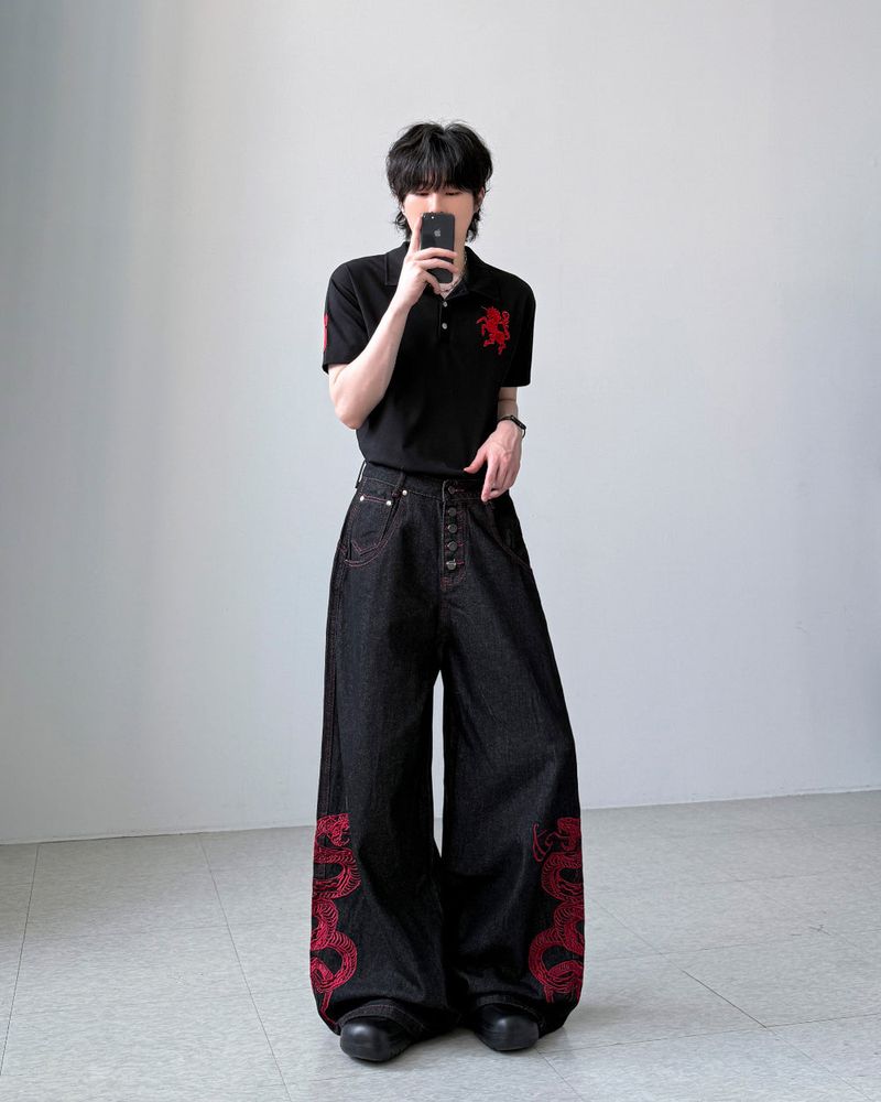 Serpent Black Wide Denim