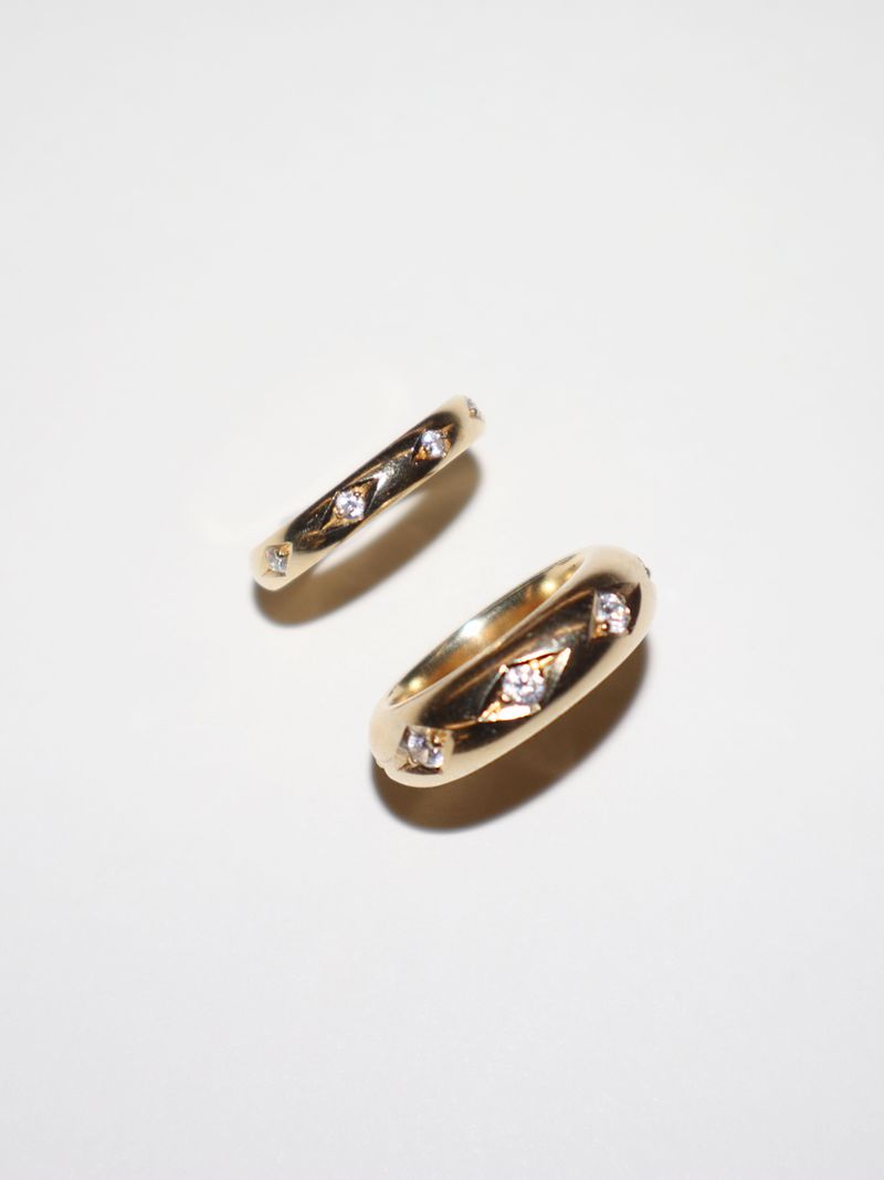 RHOMBUS CARVED RING (THIN/GOLD)