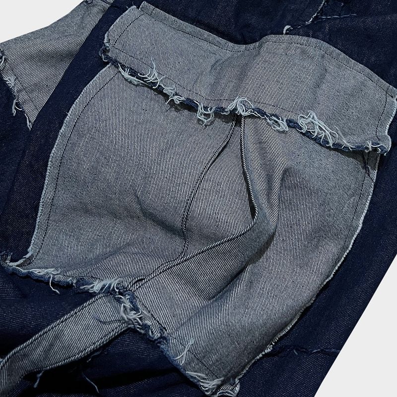 grunge roll-up denim pants_blue