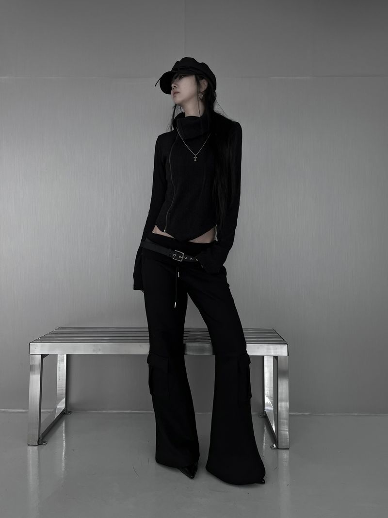 folded cargo bootcut pants (fleece-lined / 2color)