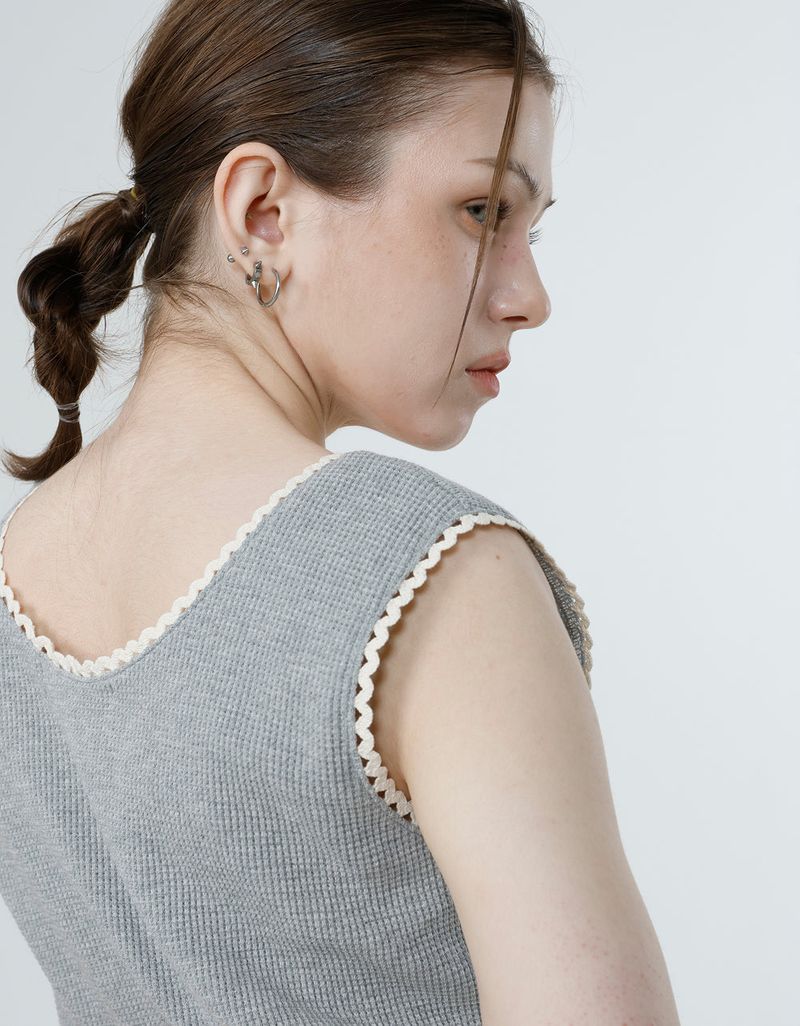 WAFFLE SLEEVELESS_MELANGE GRAY