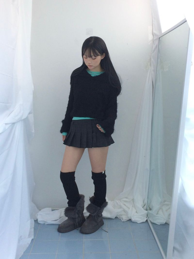 Shoulder collar loose knitwear