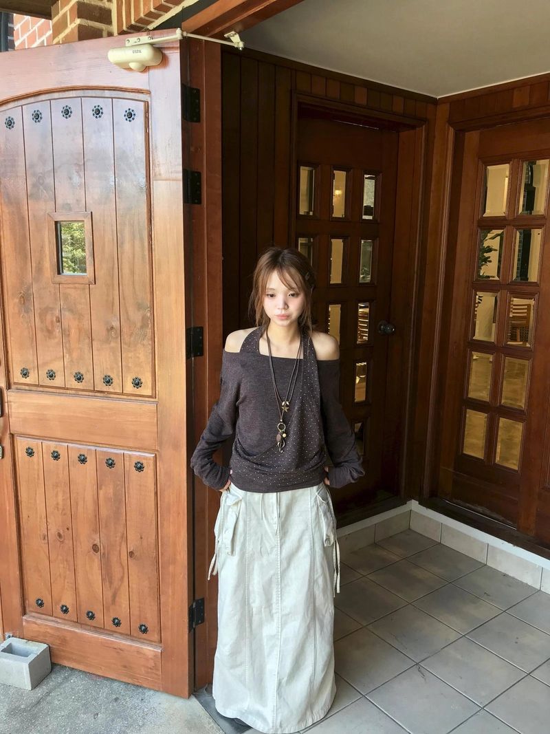 Lodi dot off-shoulder knit