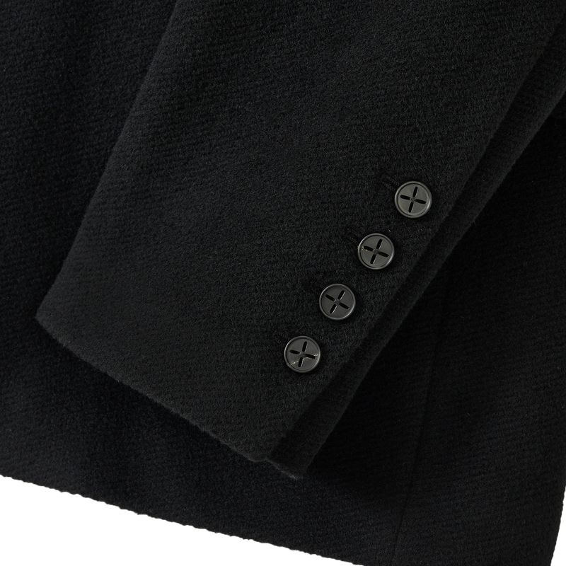 Asymmetric Structure Wool Half Coat - BLACK