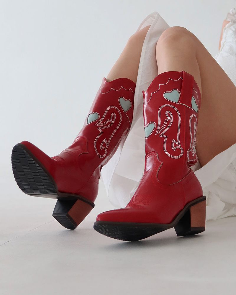 1:1 Custom Order Red Heart Western Boots