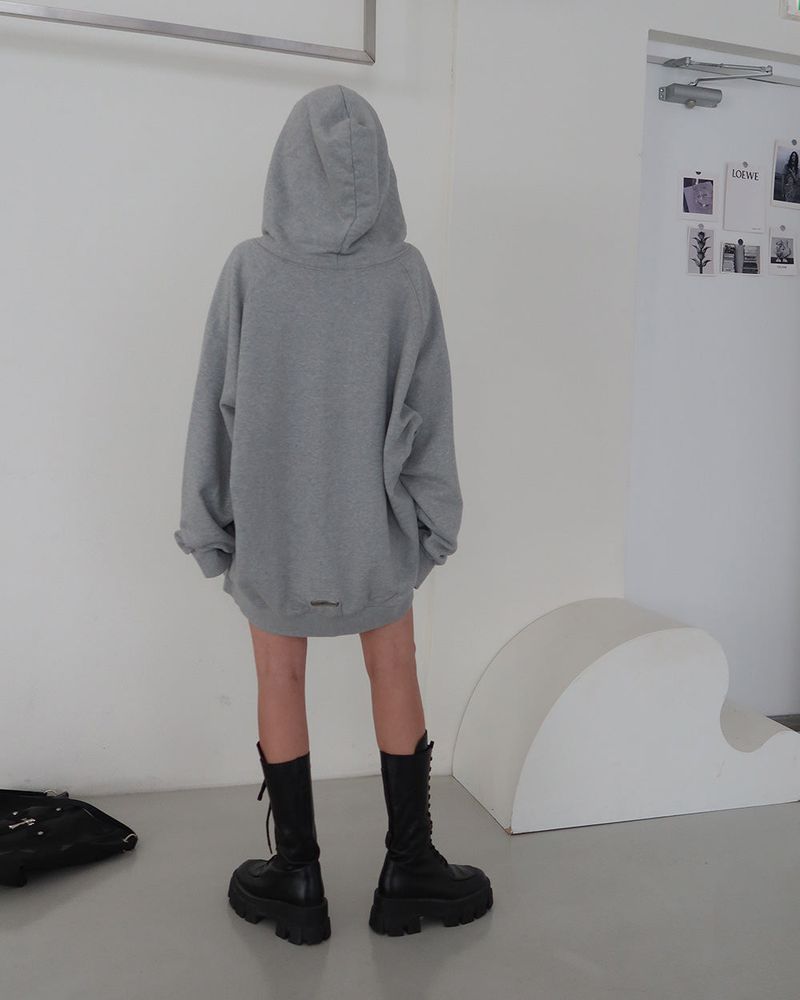 [UNISEX] Chrome Patch Oversized-Fit Hooded Zip-Up Jacket