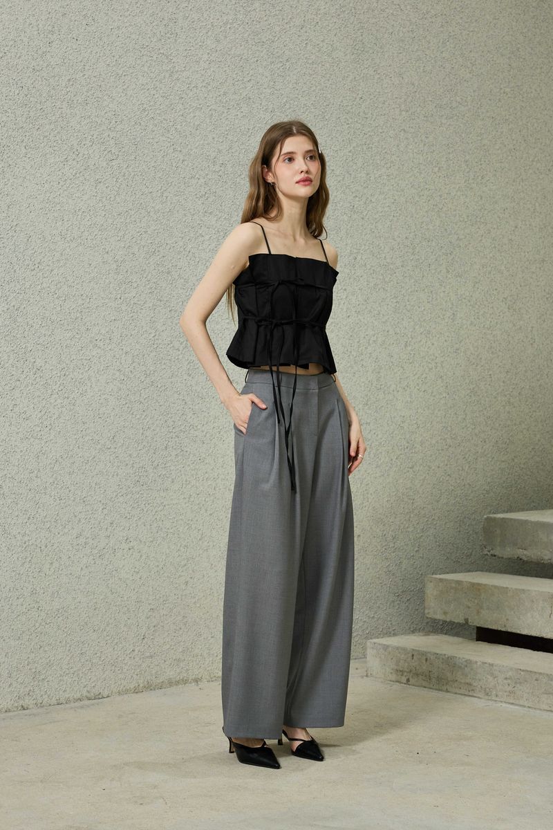 TOMO WIDE SLACKS / CHARCOAL
