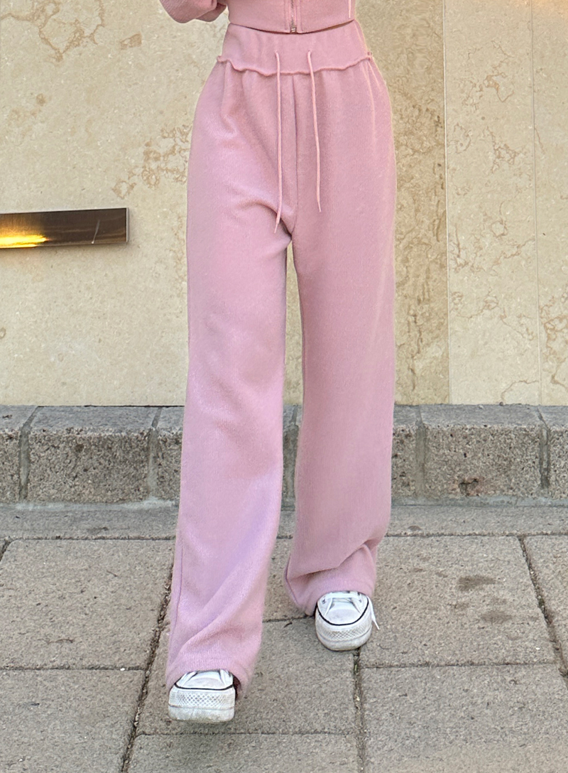 (ZIP-UP & PANTS SET!) 4 COLORS THICK FLEECE RIBBED CROPPED TRAINING PANTS
