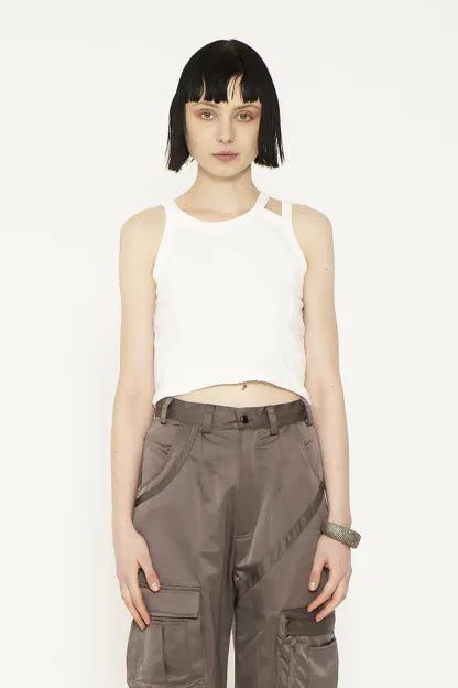 VIAVANDA（ヴィアヴァンダ）の「ASYMMETRIC RIB TANK（Tops）」