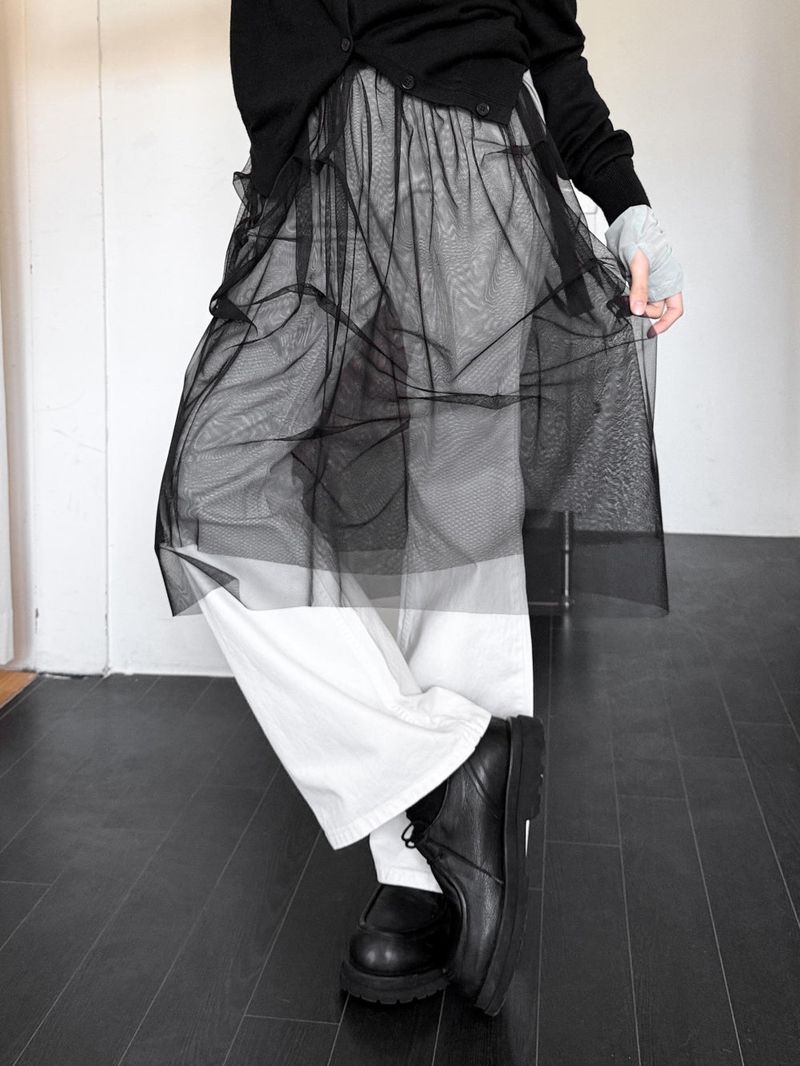  TUCK TULLE MESH SKIRT