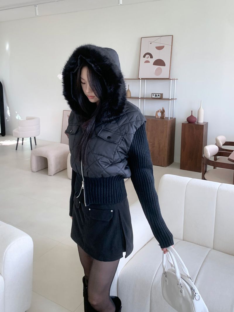 Motion Two-Way Zipper Quilted Knit Padding (3 Colors)