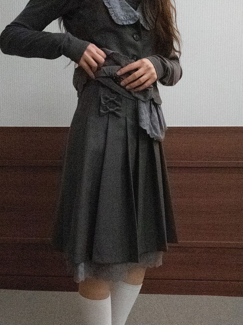 Tweety Bow Midi Skirt (grey)