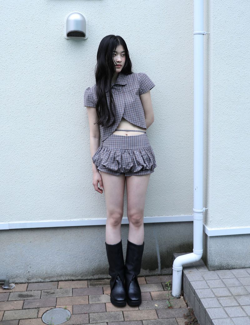UGLYSHADOW（アグリーシャドウ）の「チェッカード パンプキン スカートパンツ(BROWN)（パンツ）」