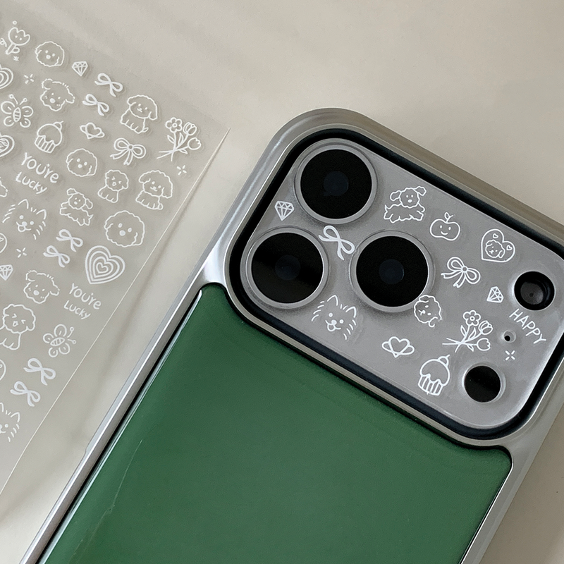 [made] camera film sticker set (puppy_white)