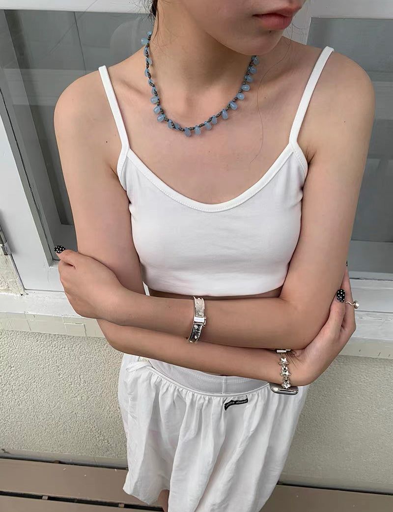Blue summer drop beads necklace