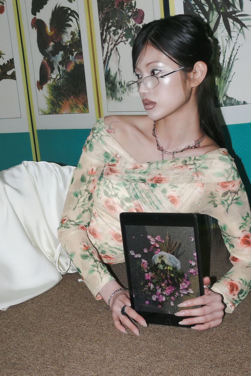 [春] - Antique mesh choker (Pink) (limited)