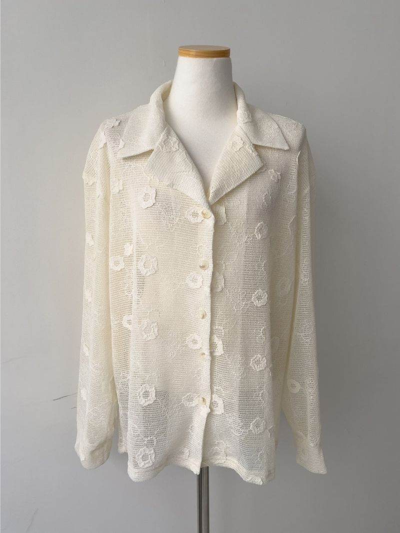 Flower Net Collar Neck Shirt