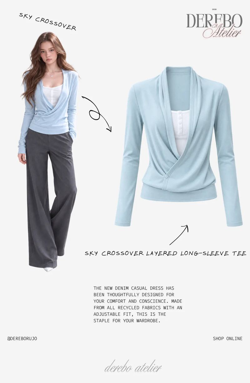 Sky crossover layered long-sleeve tee