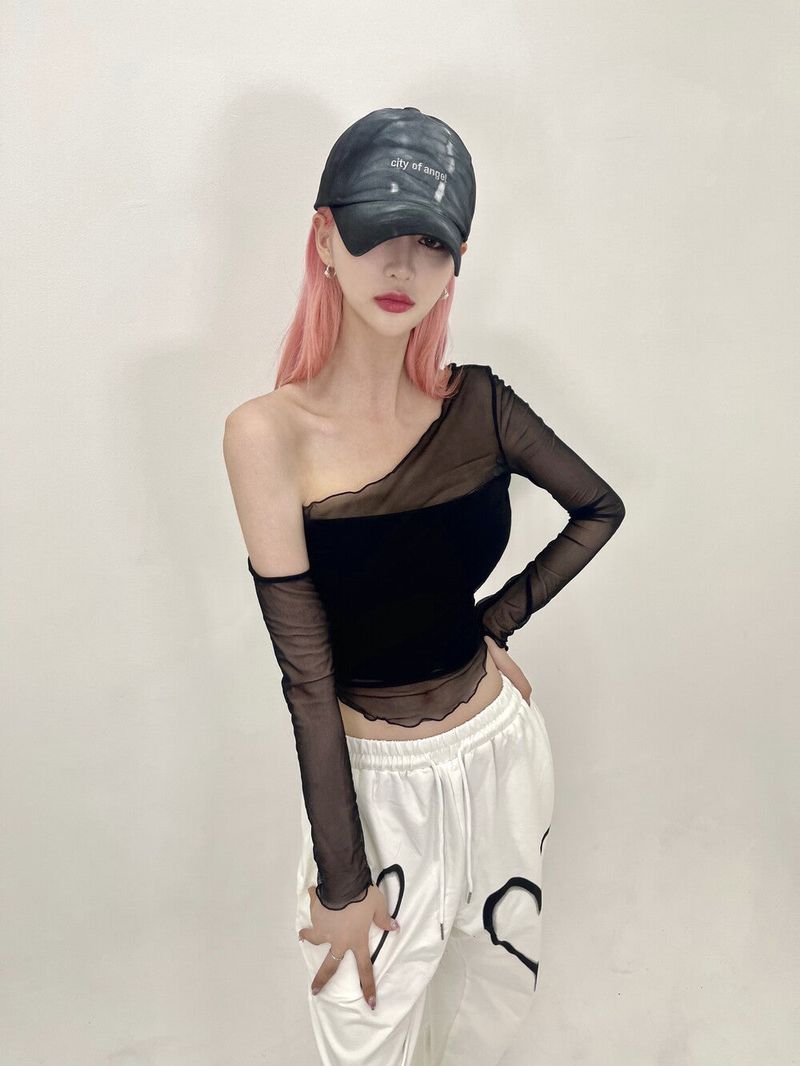 432. Summer wave mesh top (bk, wh, pk)