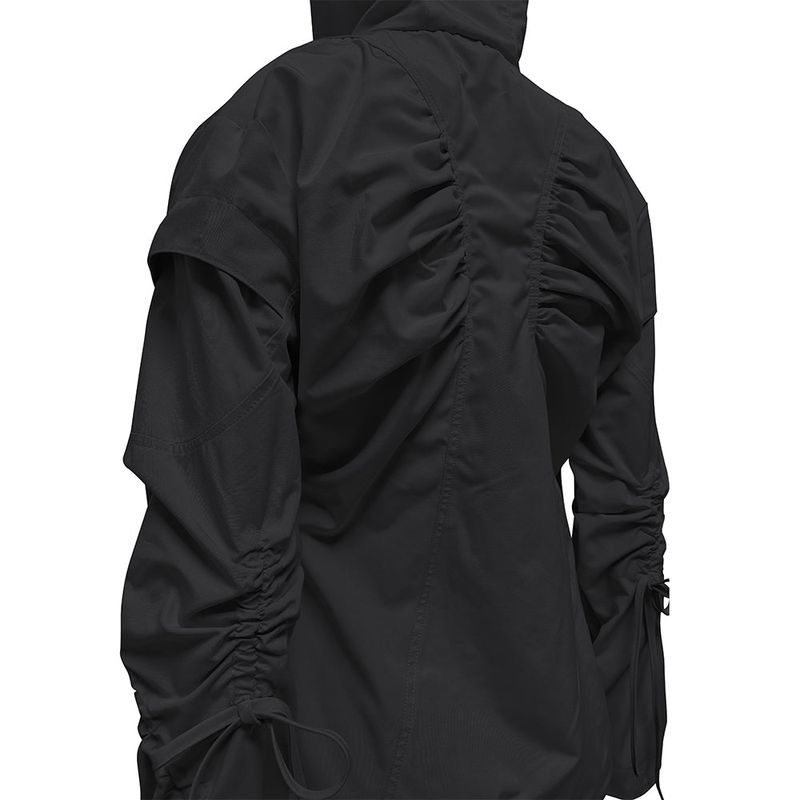 BIKER SHIRRING JACKET. CHARCOAL