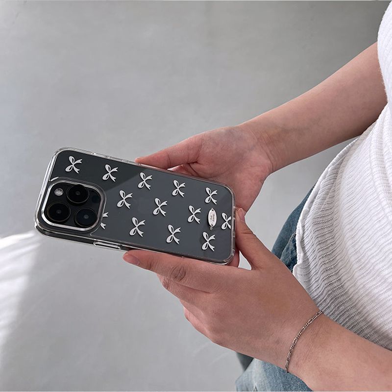 Pure white bow jelly hard case (clear)