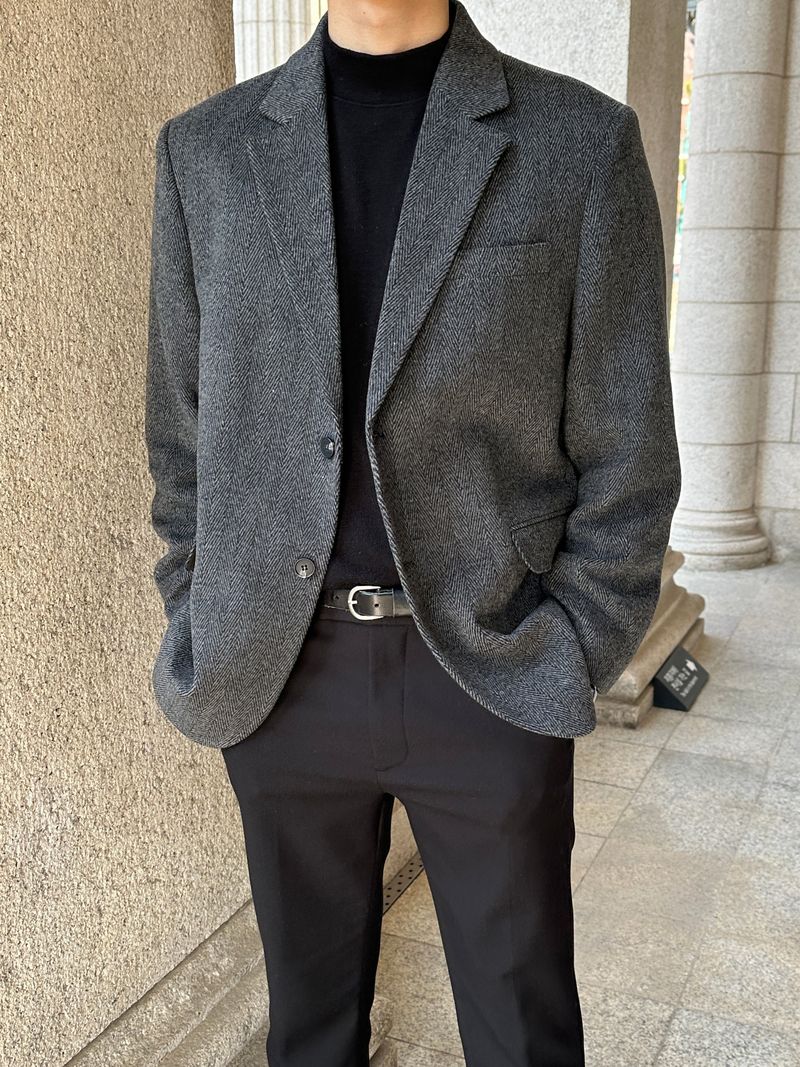 LMN Herringbone Wool Blazer (2 colors)