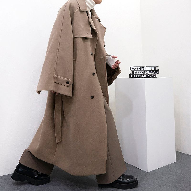 SK Button slit wool robe long coat (3 colors)