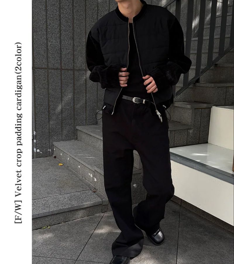 [F/W] Velvet crop padding cardigan(2color)