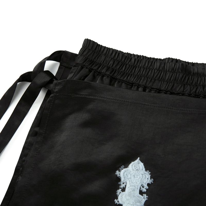 1 0 cross wrap skirt pants - BLACK