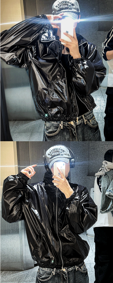 lochammu two-way glossy windbreaker jacket