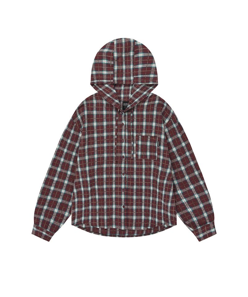 POINT LABEL CHECK HOOD SHIRT