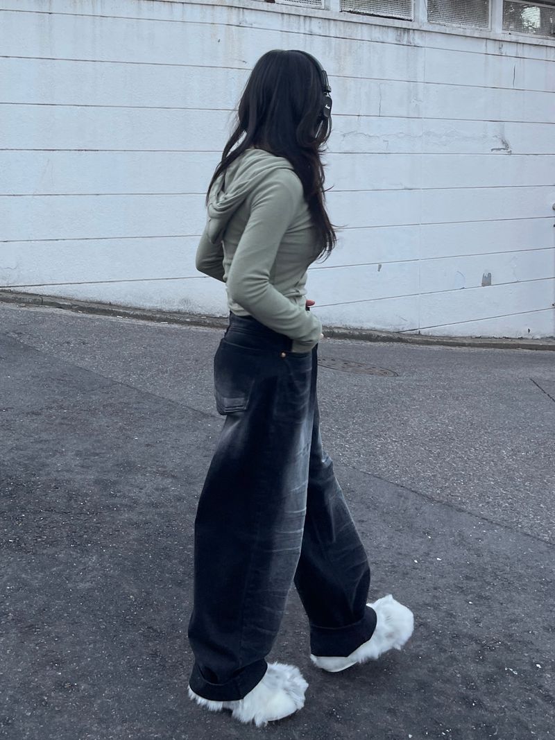 Button Slit Slim Hoodie