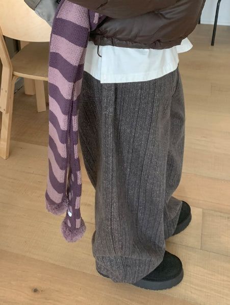 Molcon Pom Pom Dot Knit Muffler