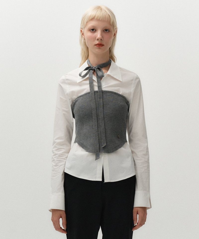 MIDNIGHT MOVE（ミッドナイトムーブ）の「scarf top knit (grey)（Tops）」
