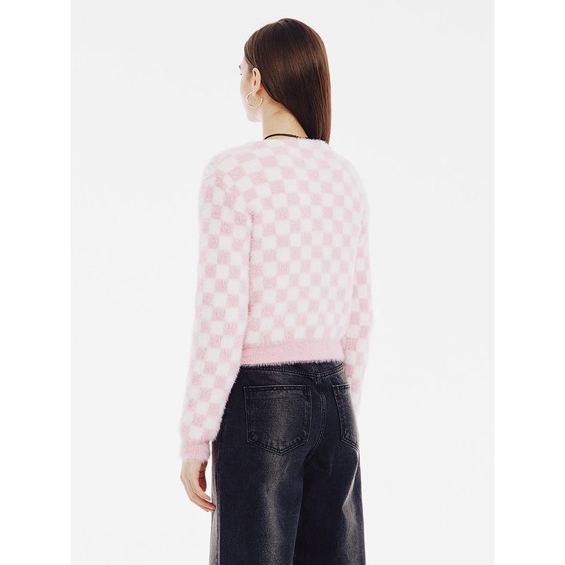Pink Checkers Cardigan