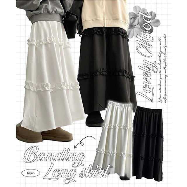 hijjoo（ハイチュー）の「Tony banding frill cancan long skirt（Skirts）」