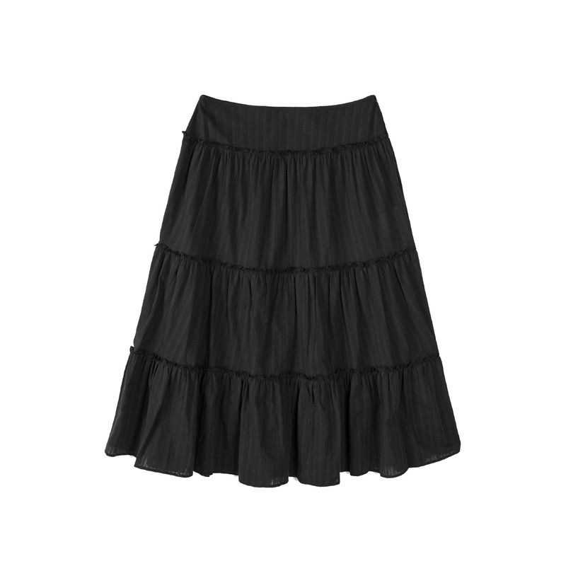 JACQUARD TIERED SKIRT (BLACK)