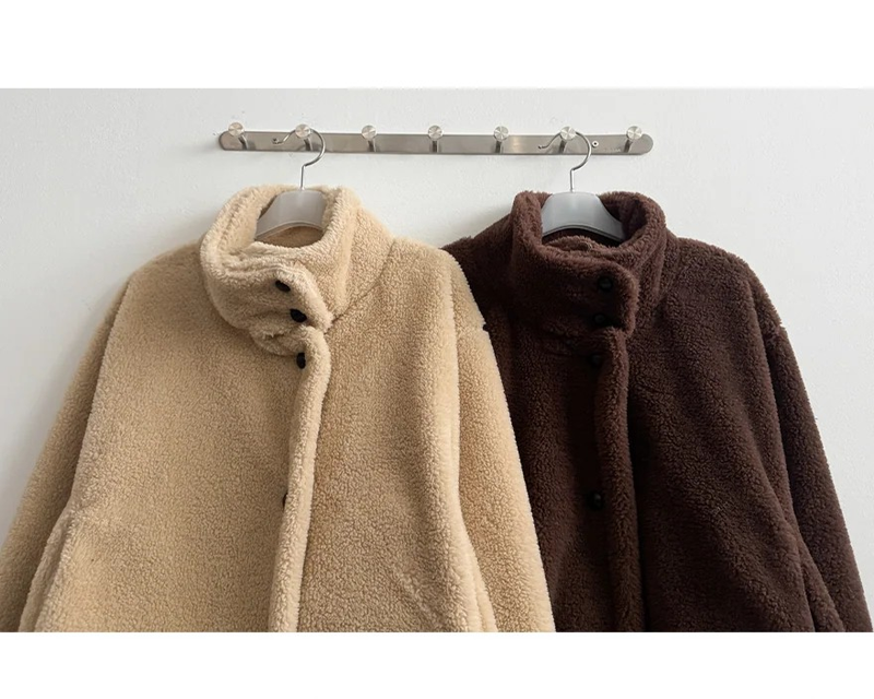 Falling High Neck Fleece Short Coat