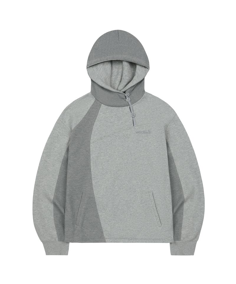 ODDSTUDIO（オッドスタジオ）の「Waffle Cut High-Neck Hooded T-Shirt - MELANGE GRAY（Tops）」