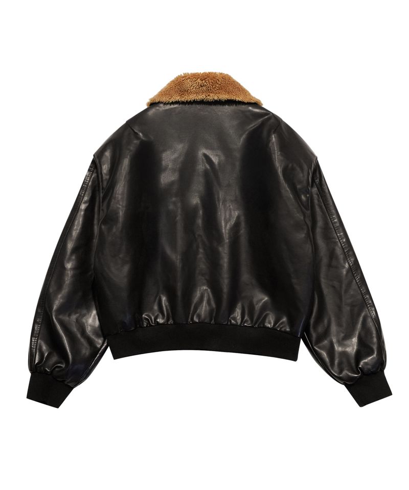 BIG POCKET FUR-COLLAR LEATHER JP BLACK