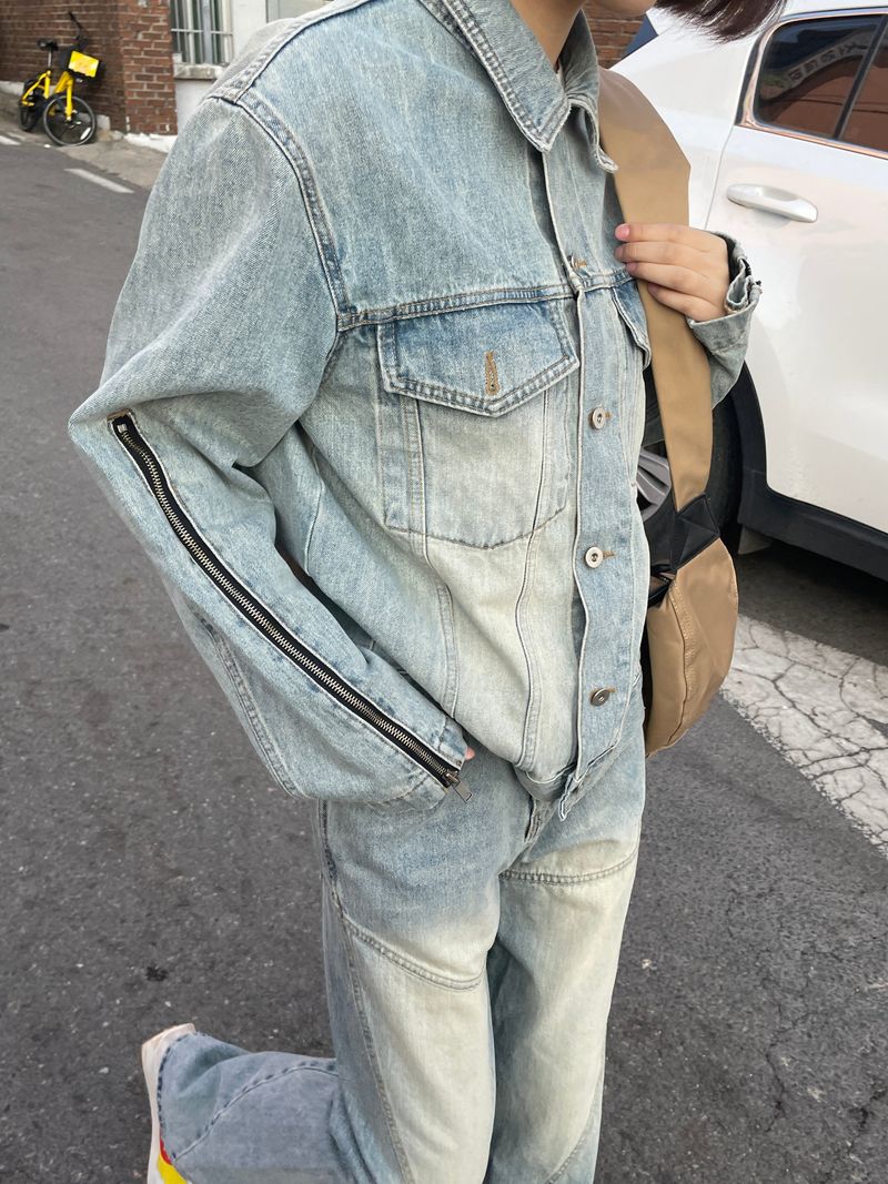 Zipper denim jacket 
