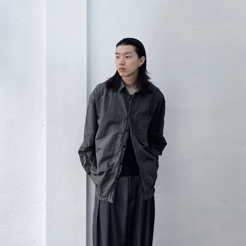 Pleated Texture Drop-Shoulder Shirt