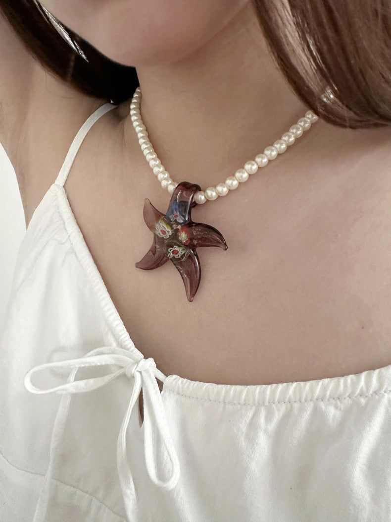 Vintage starfish pearl necklace