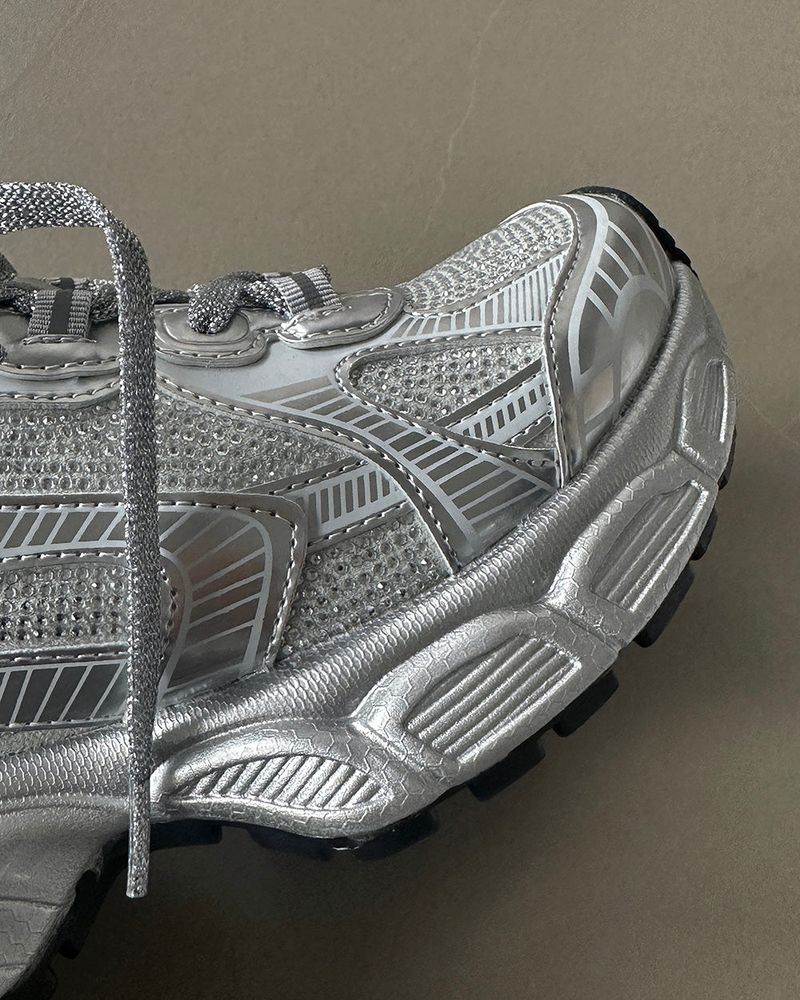 Cubic Silver Cowhide Hoop Sneakers